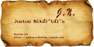 Justus Nikétás névjegykártya